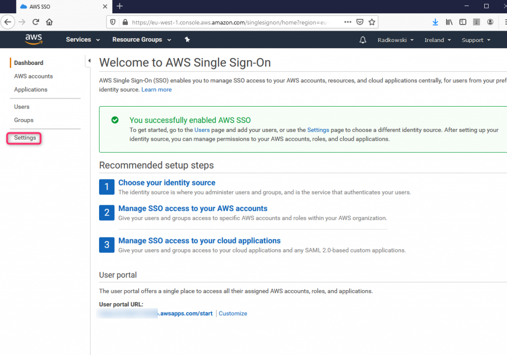 AWS-sso-settings