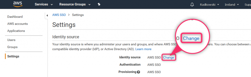 AWS-sso-change-Identity-source