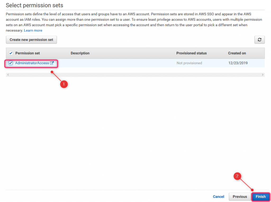 AWS-select-permission-set-sso